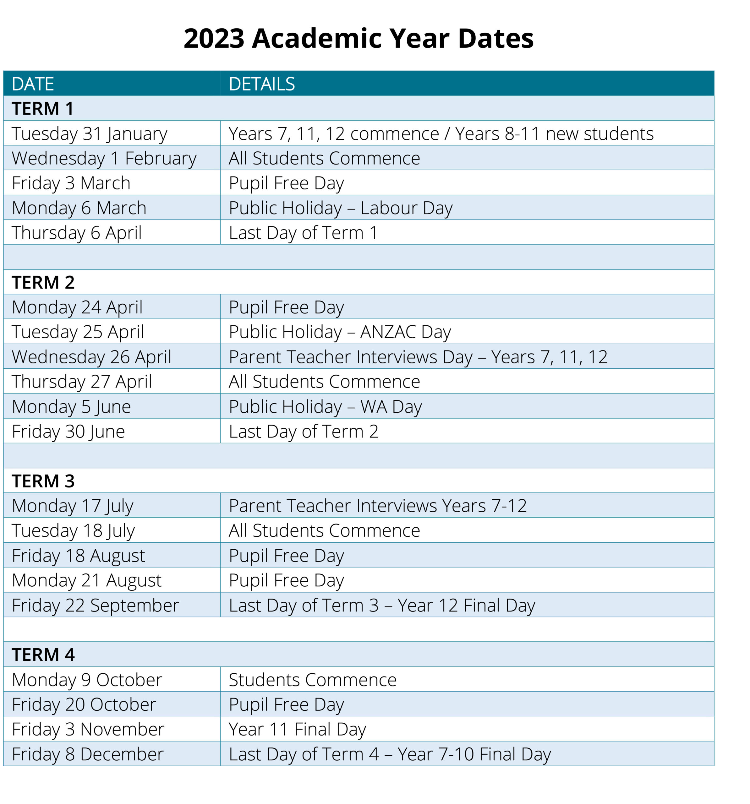 Term Dates Emmanuel Catholic College